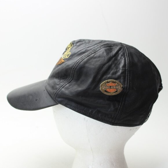 Harley Davidson Center Logo Black Leather Ball Cap Hat - Picture 4 of 12